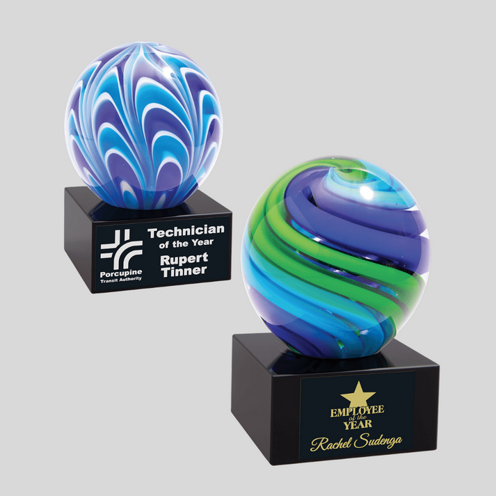 Two-Tone Sphere Art Glass Stand Up Award